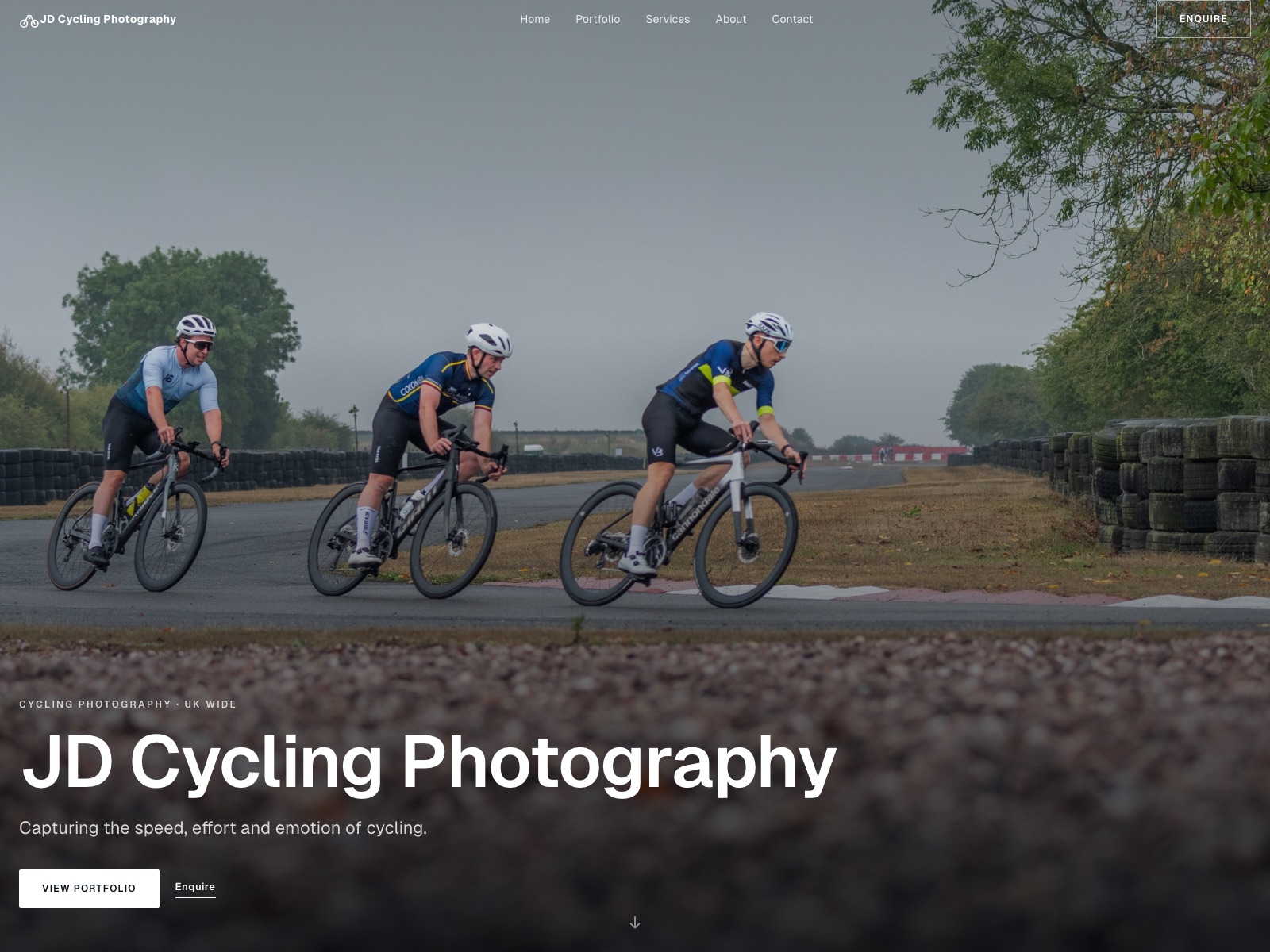 JD Cycling Photography website — homepage